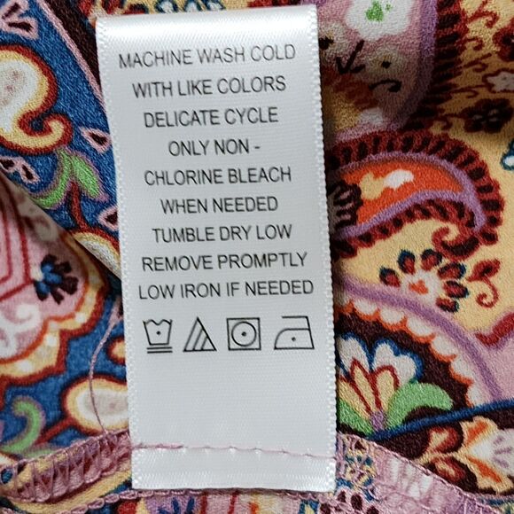Counterparts Womens Blouse Colorful 3/4 Sleeve Semi-Sheer Gypsy Holiday Size L - Picture 7 of 7